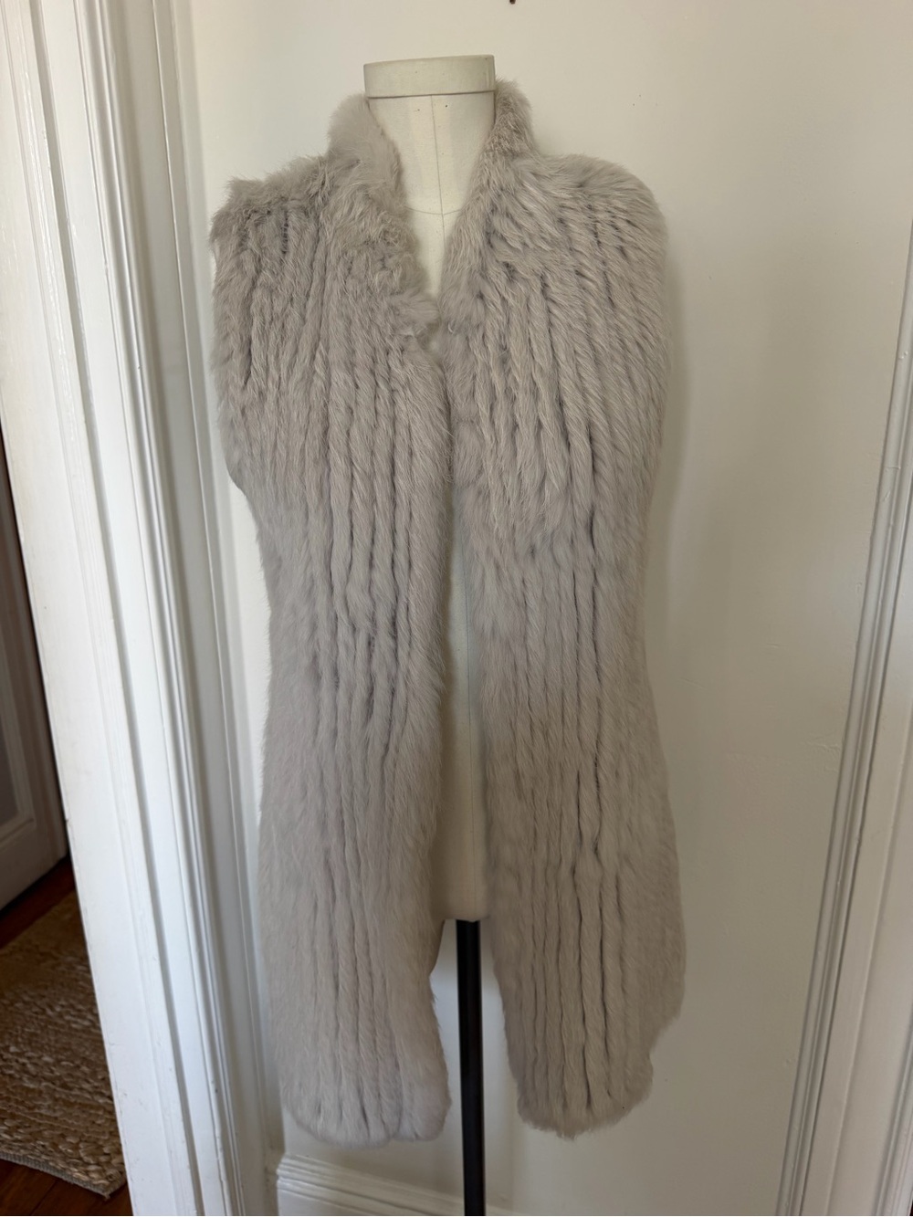 Love Token Light Gray Rabbit Fur Long Vest